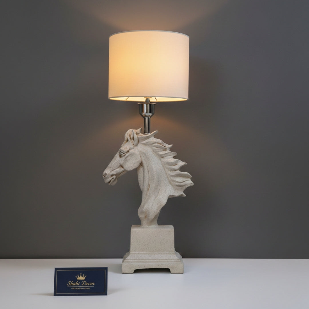 Antique Cream Horse Head Table Lamp