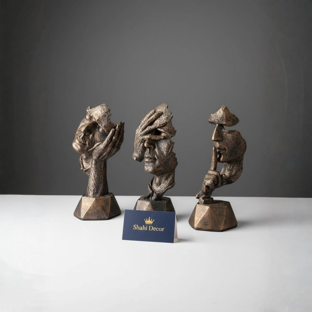 Antique Bronze "The Three Truths" Geometric Sculpture Set