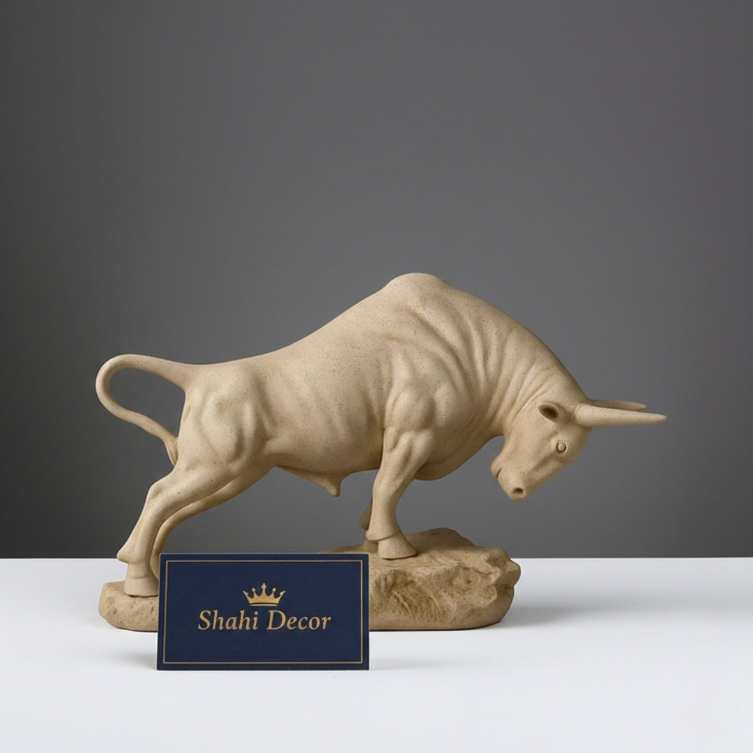 Antique Sandstone Charging Bull Sculpture