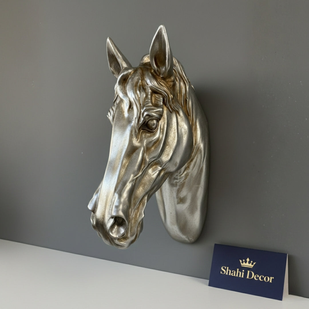 Regal Silver Stallion Wall-Mounted Sculpture