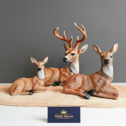 Serene Woodland Deer Family Sculptural Set
