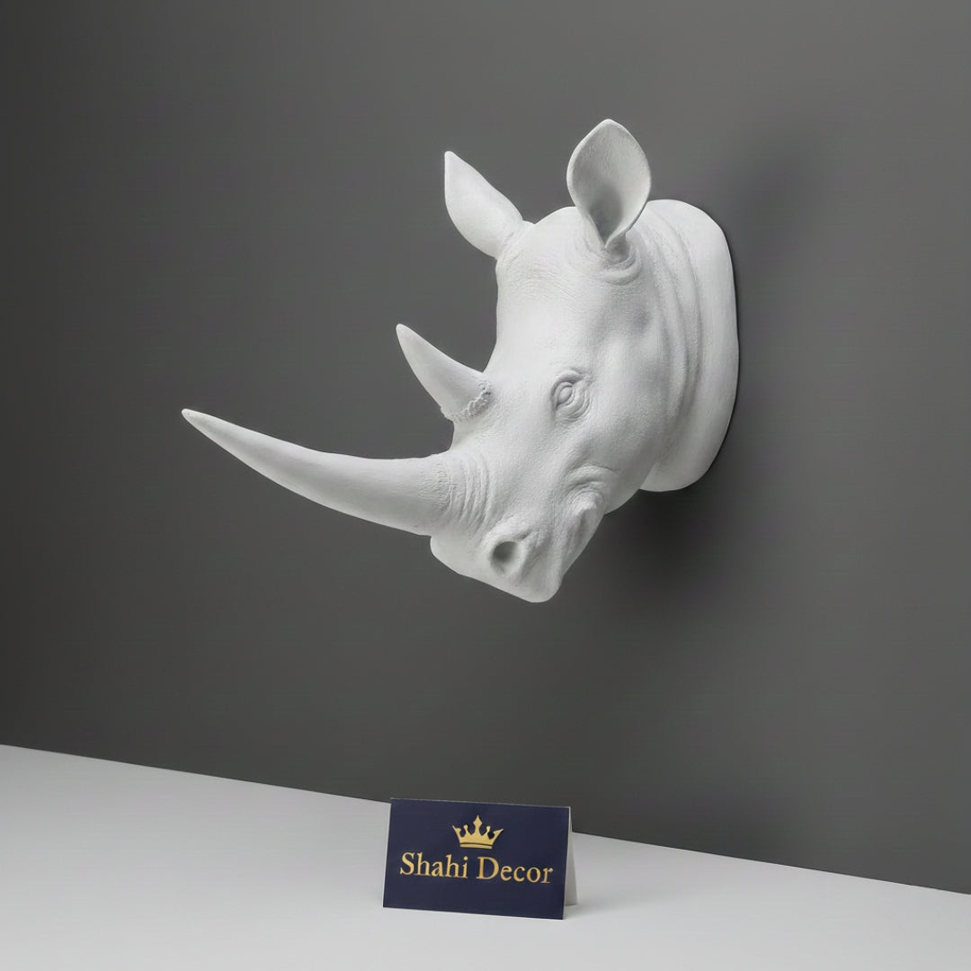 Majestic Arctic Rhino Wall-Mounted Sculpture