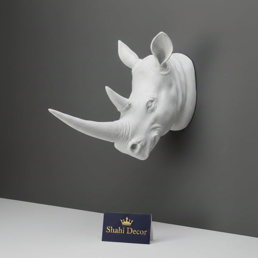 Majestic Arctic Rhino Wall-Mounted Sculpture