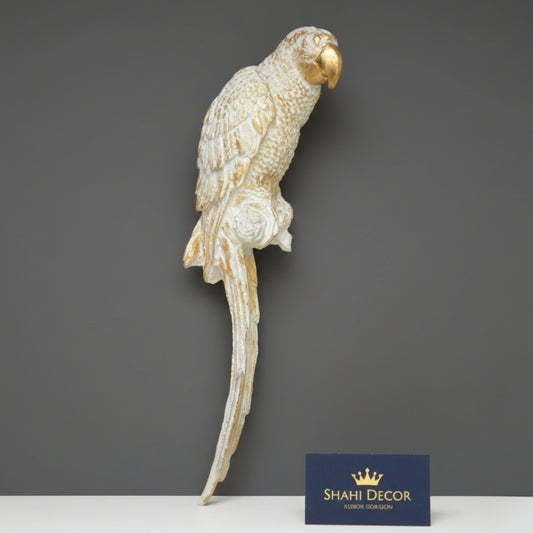 White & Gold Parrot Wall Sculpture