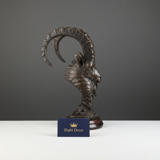 Antique Bronze Ibex Head Bust