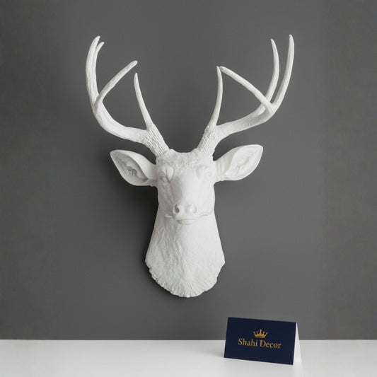 Modern Matte White Deer Head Wall Sculpture