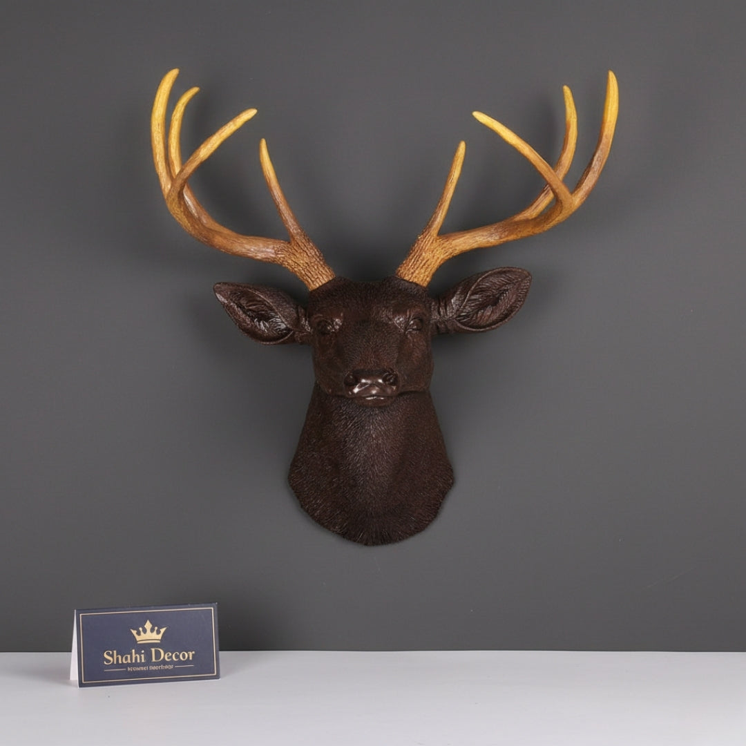 Antique Bronze Deer Head Wall Sculpture