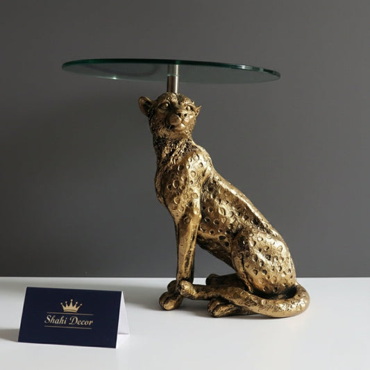 Antique Gold Sitting Cheetah Side Table
