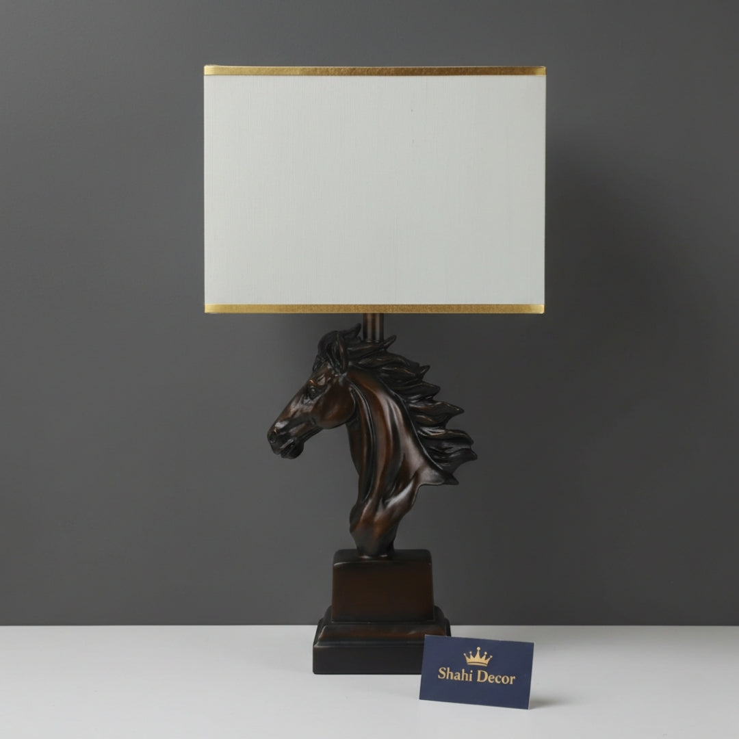 Antique Bronze Horse Head Table Lamp