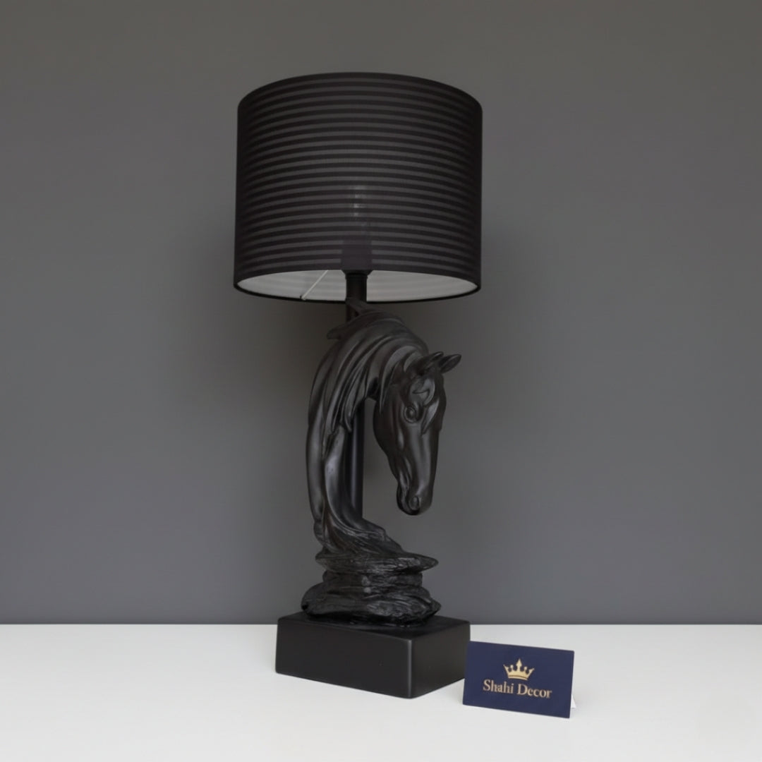Modern Matte Black Arching Horse Table Lamp