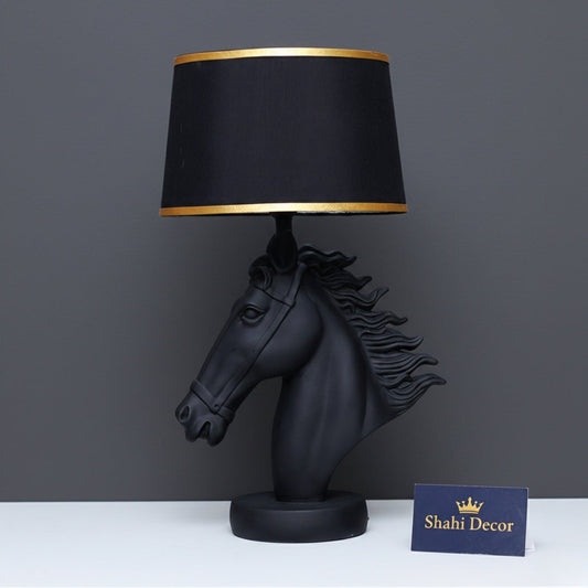 Matte Black Majestic Horse Head Table Lamp