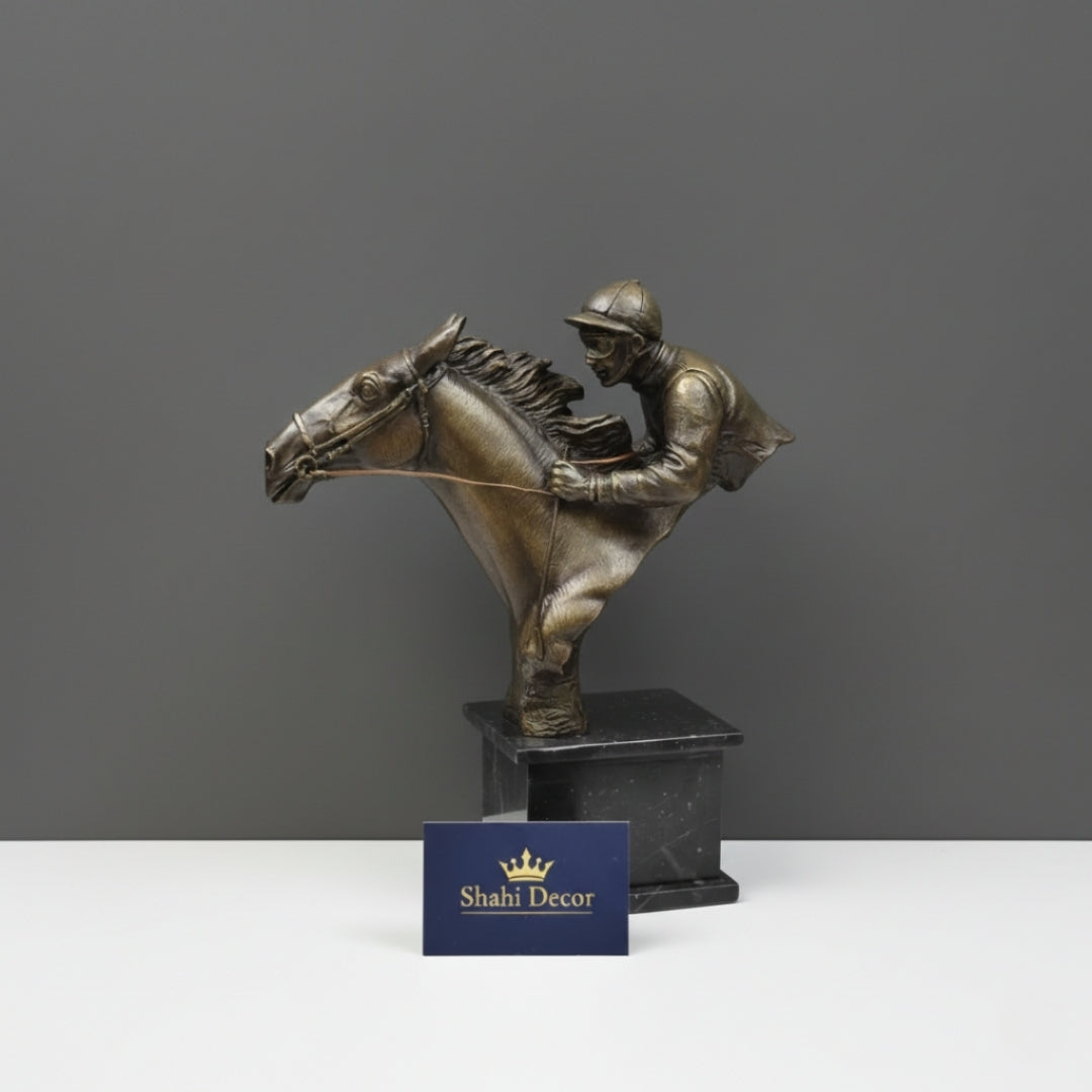 Antique Bronze Jockey & Racehorse Sculpture