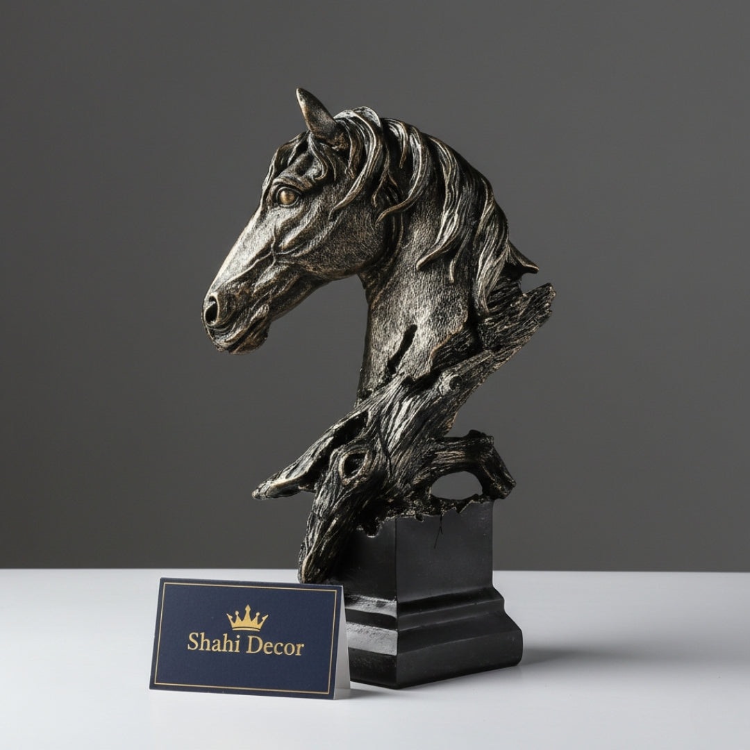Antique Bronze Windswept Horse Head Sculpture