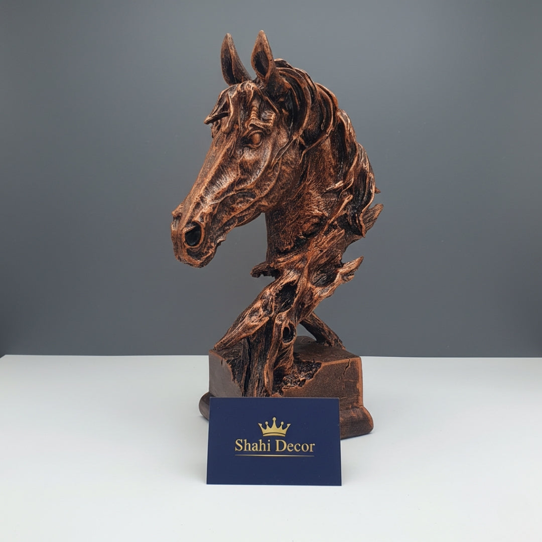 Antique Copper Windswept Horse Head Sculpture