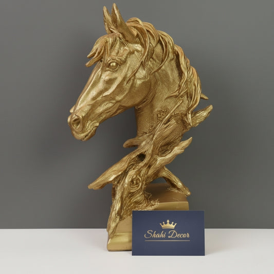 Regal Golden Windswept Horse Head Sculpture