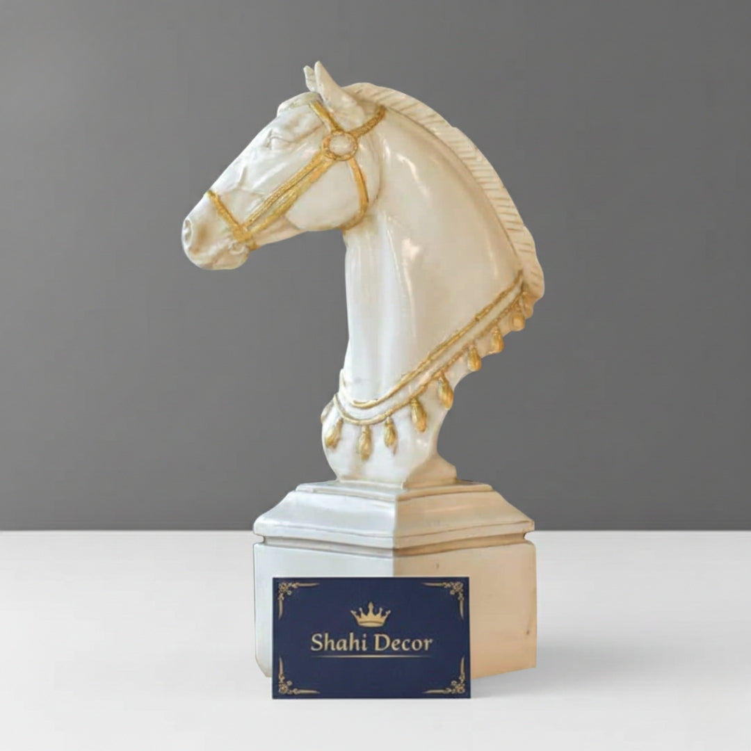 Antique Cream Ceremonial Horse Head Sculpture