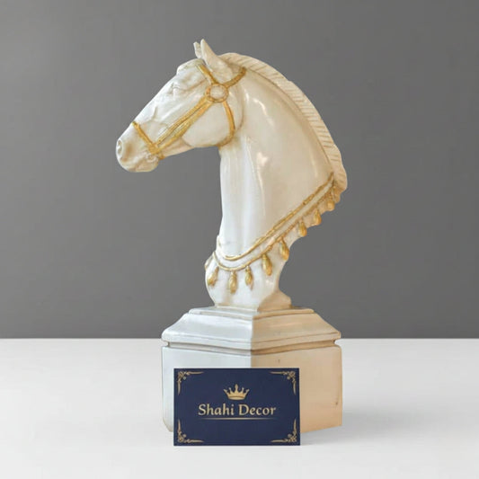 Antique Cream Ceremonial Horse Head Sculpture