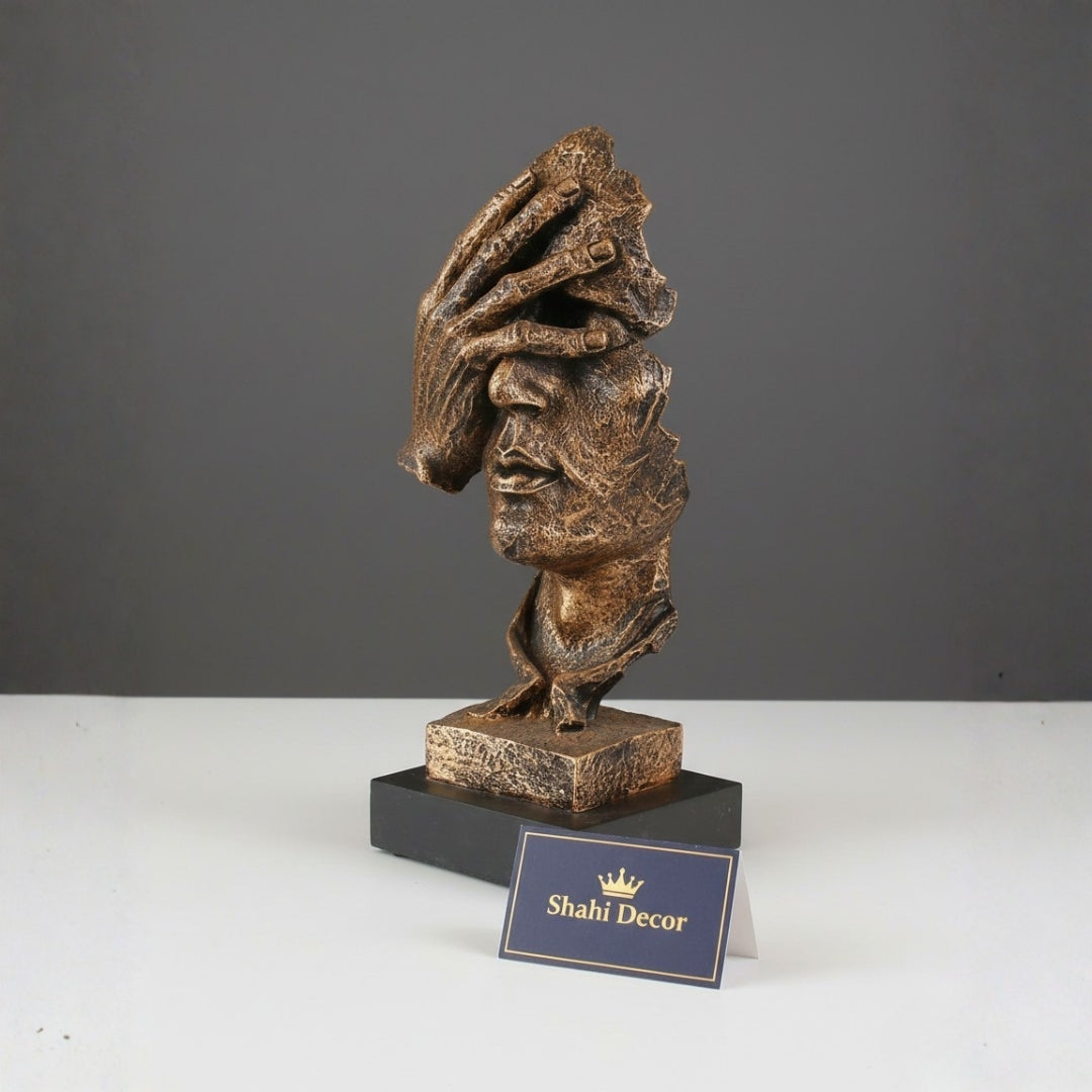 Antique Bronze "See No Evil" Abstract Sculpture
