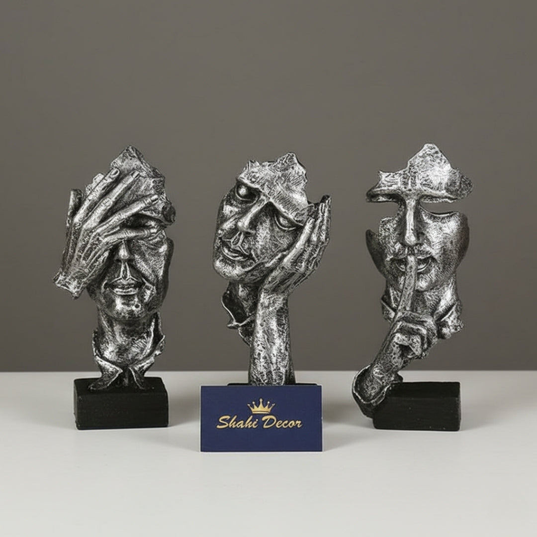 Antique Silver "The Three Truths" Abstract Sculpture Set