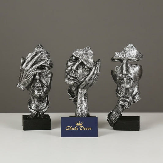 Antique Silver "The Three Truths" Abstract Sculpture Set