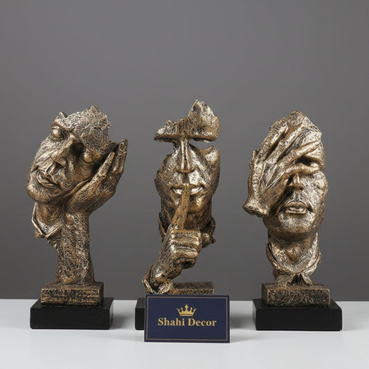 Antique Black & Silver "The Mindful Trio" Abstract Sculpture Set