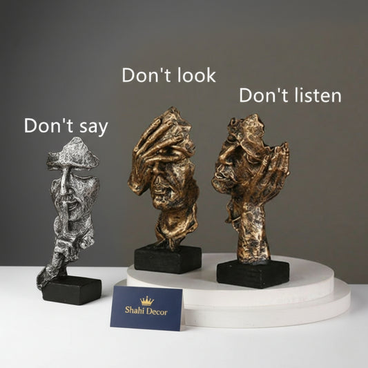 Antique Bronze & Gold "The Three Truths" Abstract Sculpture Set