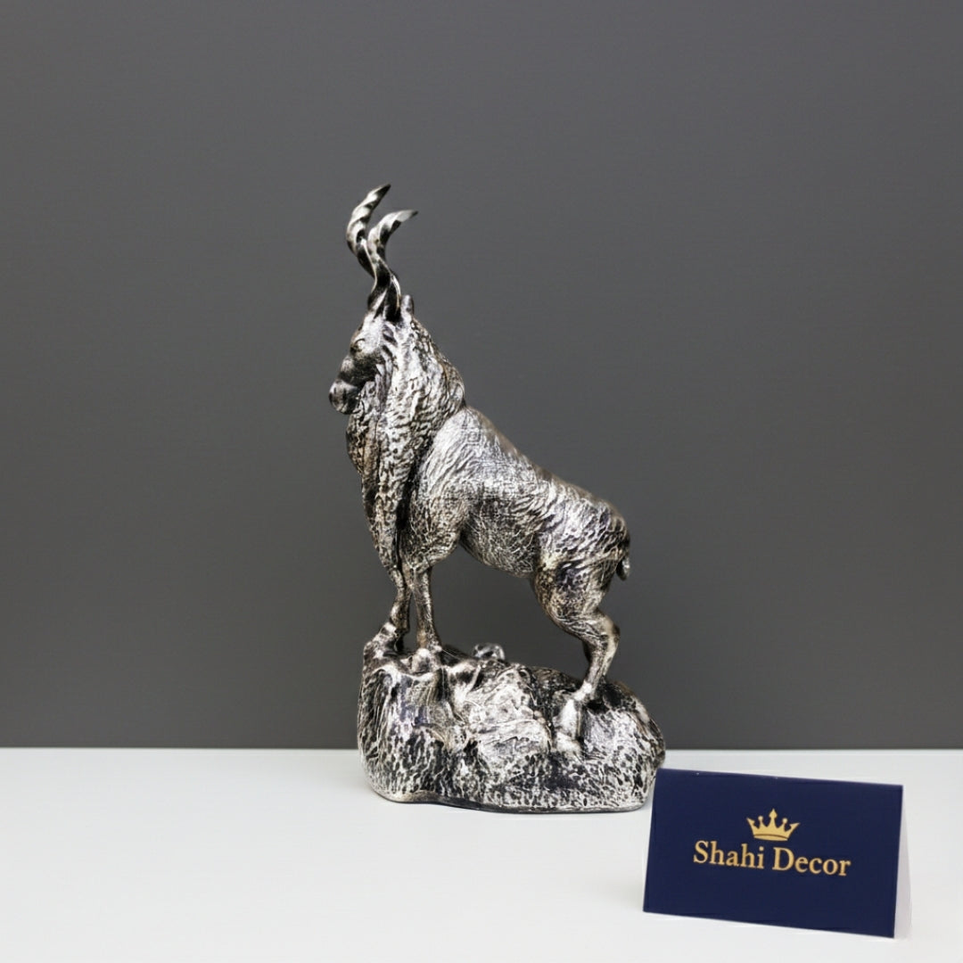 Antique Silver Markhor Sculpture