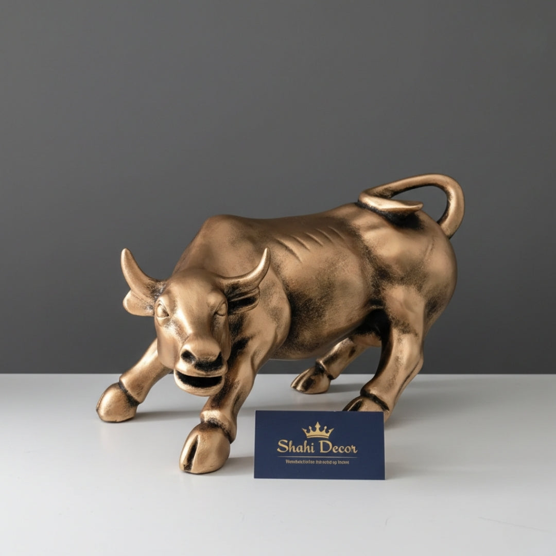 Antique Bronze Charging Bull Sculpture