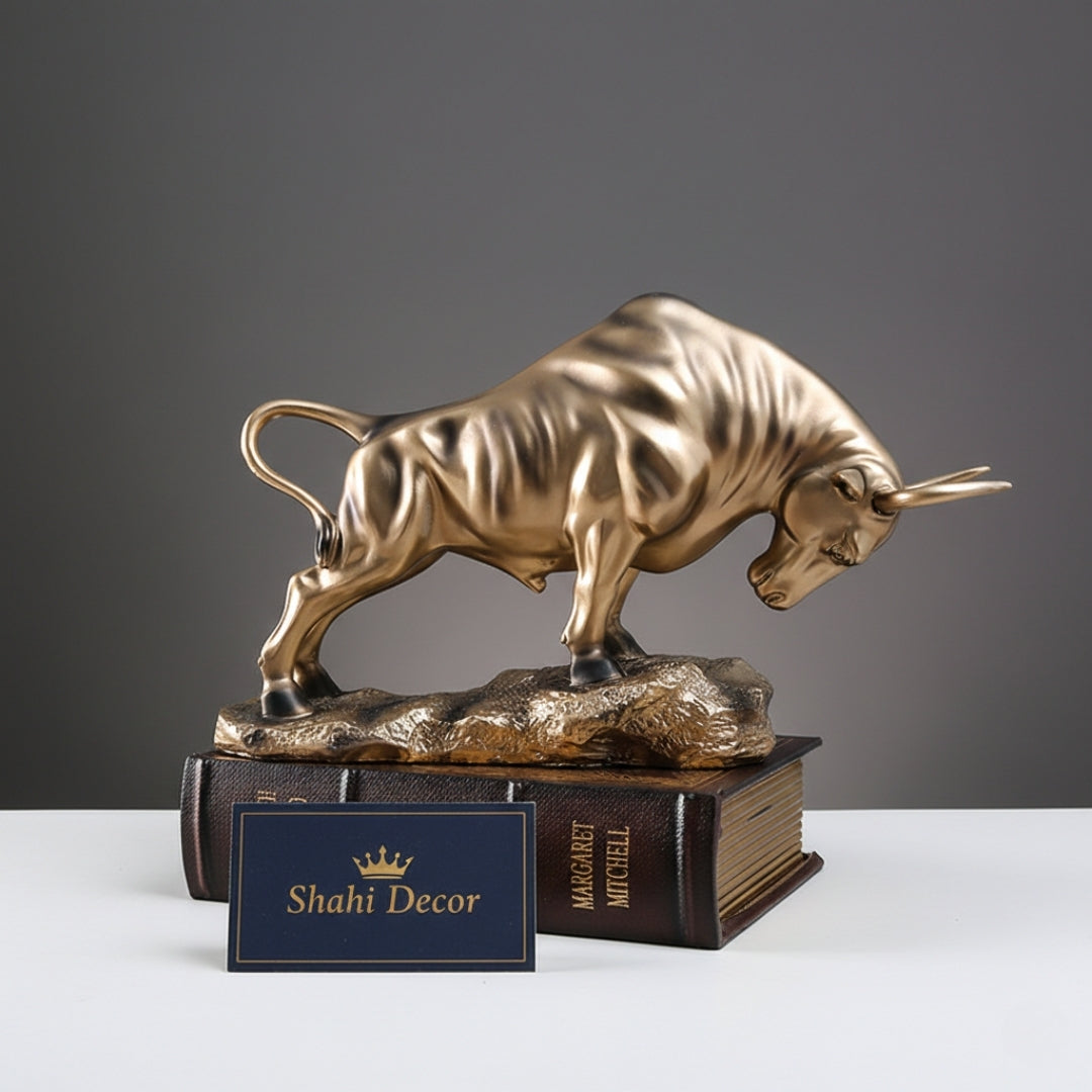 Antique Bronze "Market Momentum" Charging Bull Sculpture