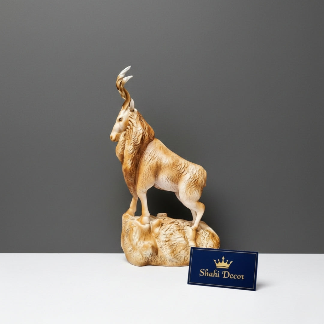 Antique Beige & Tan Markhor Sculpture
