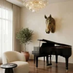 Horse Head Sculpture Antique Golden Finish - Image 4