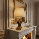 Lion Statue Lamp Antique Gold Finish - Image 4