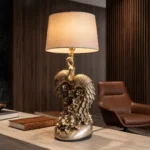 Peacock Table Lamp Antique Gold Finish