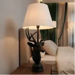 Stag Head Table Lamp Black