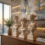 Classical Bust Sculptures Set of 3 Beige - Image 4