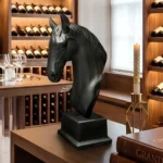 Horse Head Statue Matte Black Finish
