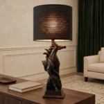 Horse Table Lamp Black and Bronze