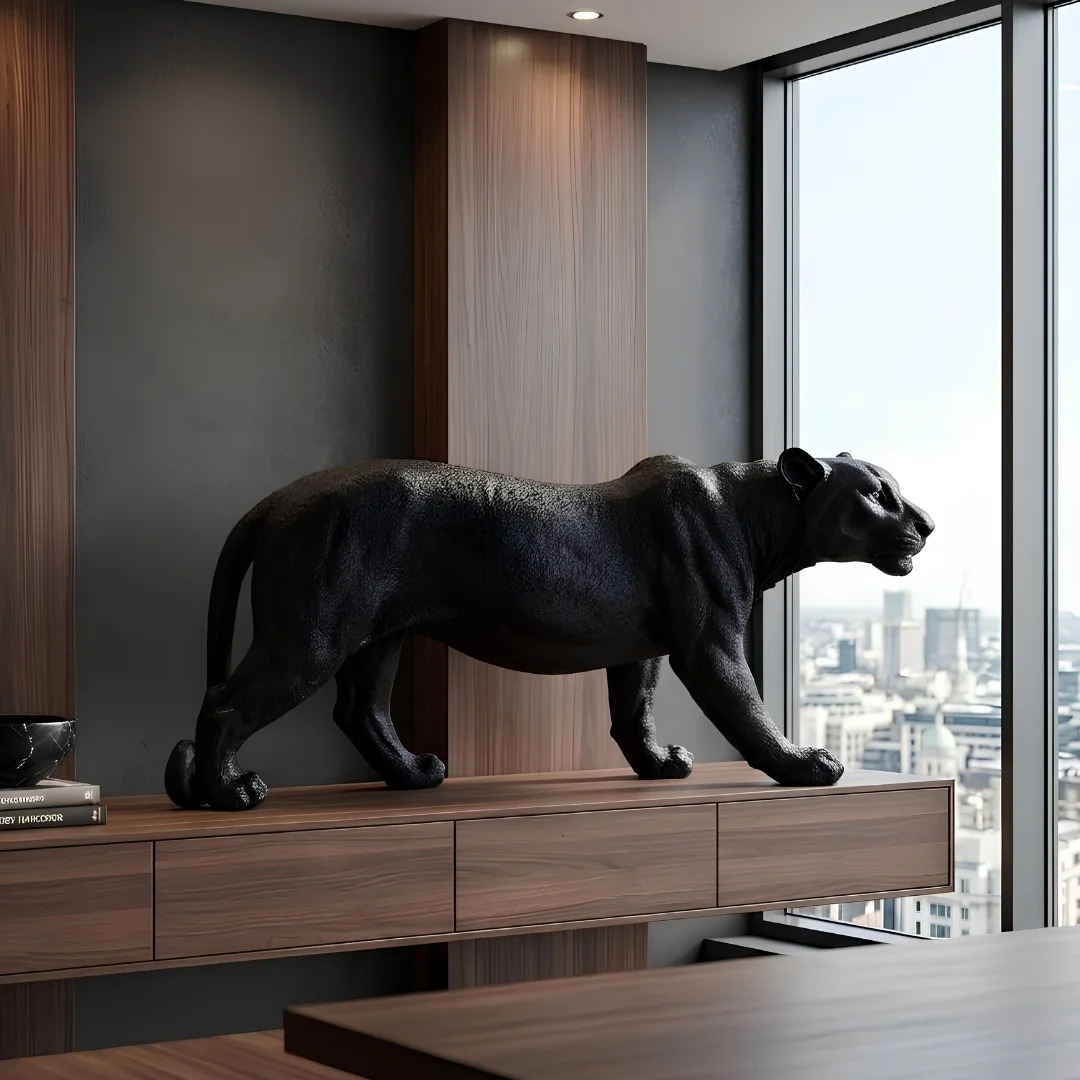 black-leopard-home-decor-statue-2.webp Black Panther Statue Matte Black Finish - Image 1