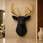 Deer Head Sculpture Black Gold