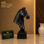 Horse Head Statue Matte Black Silver - Image 2