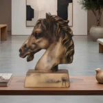 Horse Head Statue Antique Gold Finish