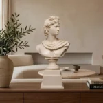 Apollo Bust Statue Cream Finish