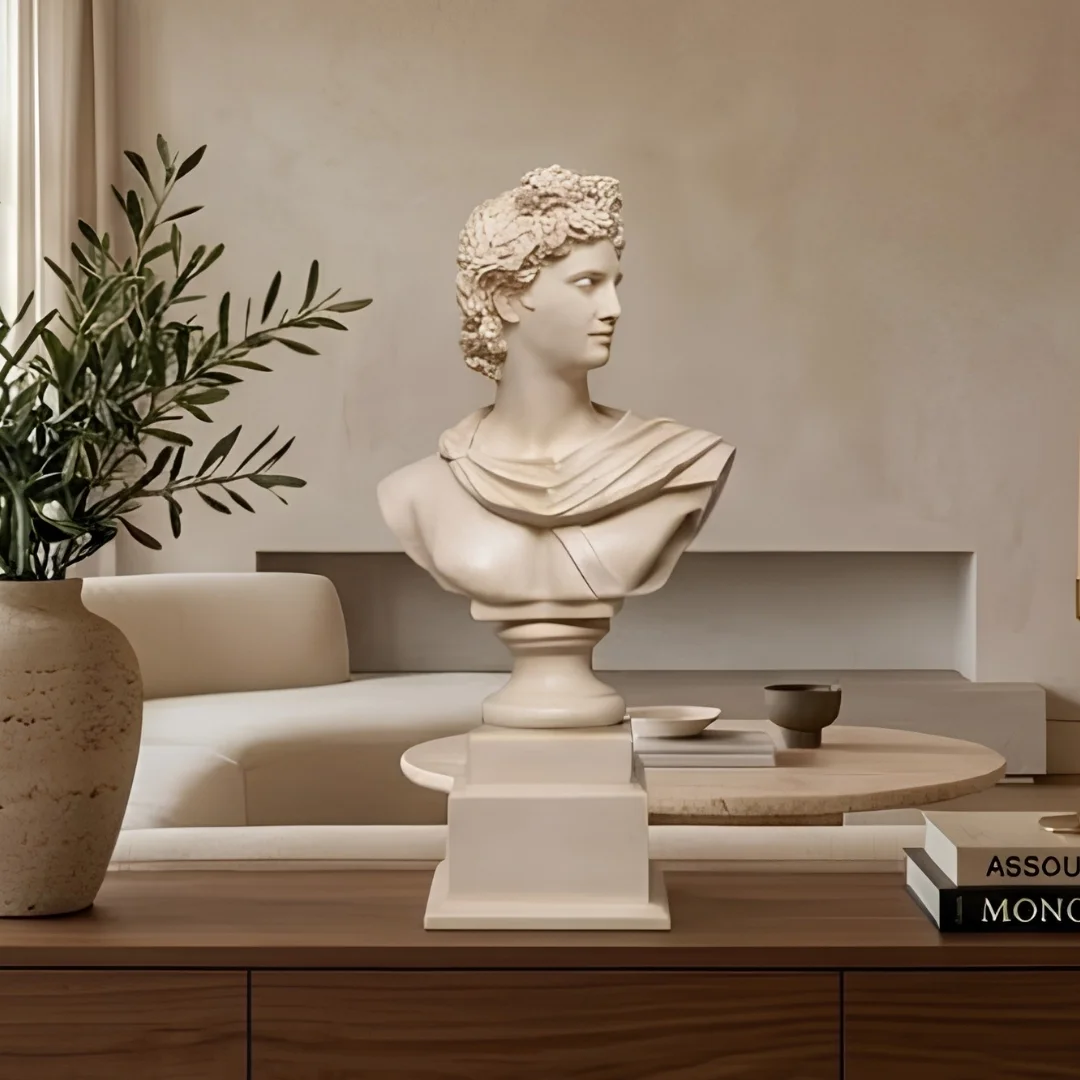 classical-white-bust-statue-pakistan-2.webp Apollo Bust Statue Cream Finish - Image 1