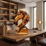 Horse Head Sculpture Antique Gold Finish - Image 3