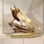 Majestic Lion Statue Golden Beige