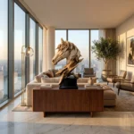Horse Head Sculpture Antique Gold Finish - Image 5