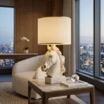 Horse Head Table Lamp Off-White - Image 3