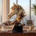 Horse Head Sculpture Antique Gold Finish