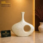 Embossed Floral Vase Off-White Finish - Image 2