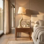 Peacock Table Lamp Cream White Finish - Image 4